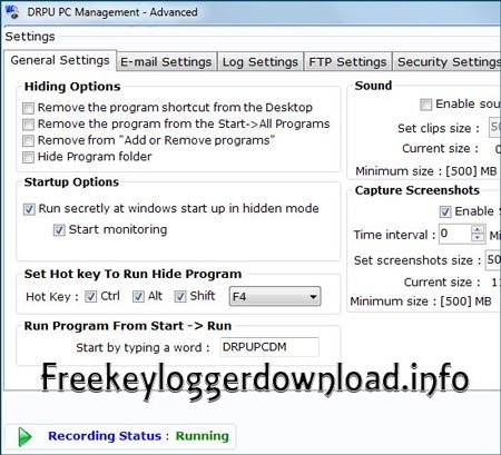 Screenshot of Free Spy Monitoring Software